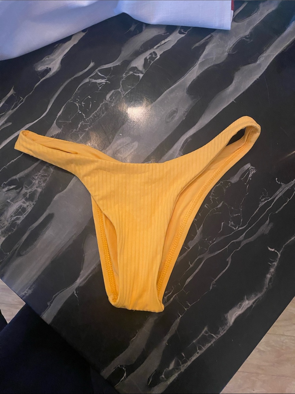Vitamin A Sunflower Yellow Ribbed Bikini Bottom